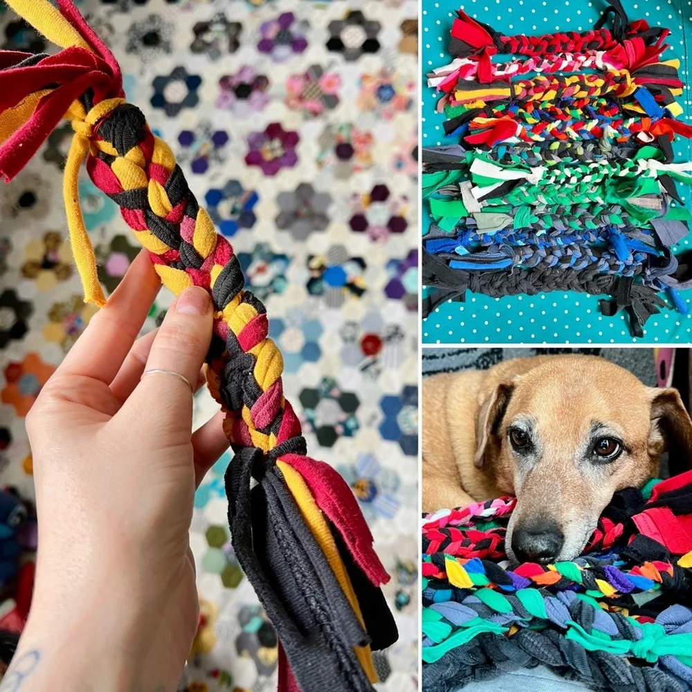 Colorful Dog Tug Toy - Braided Upcycled